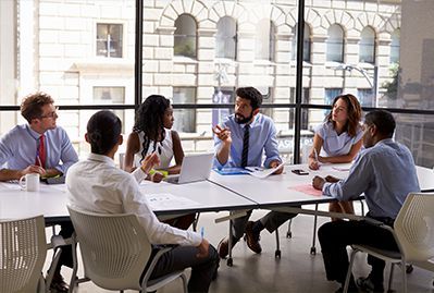 Business meeting around a table